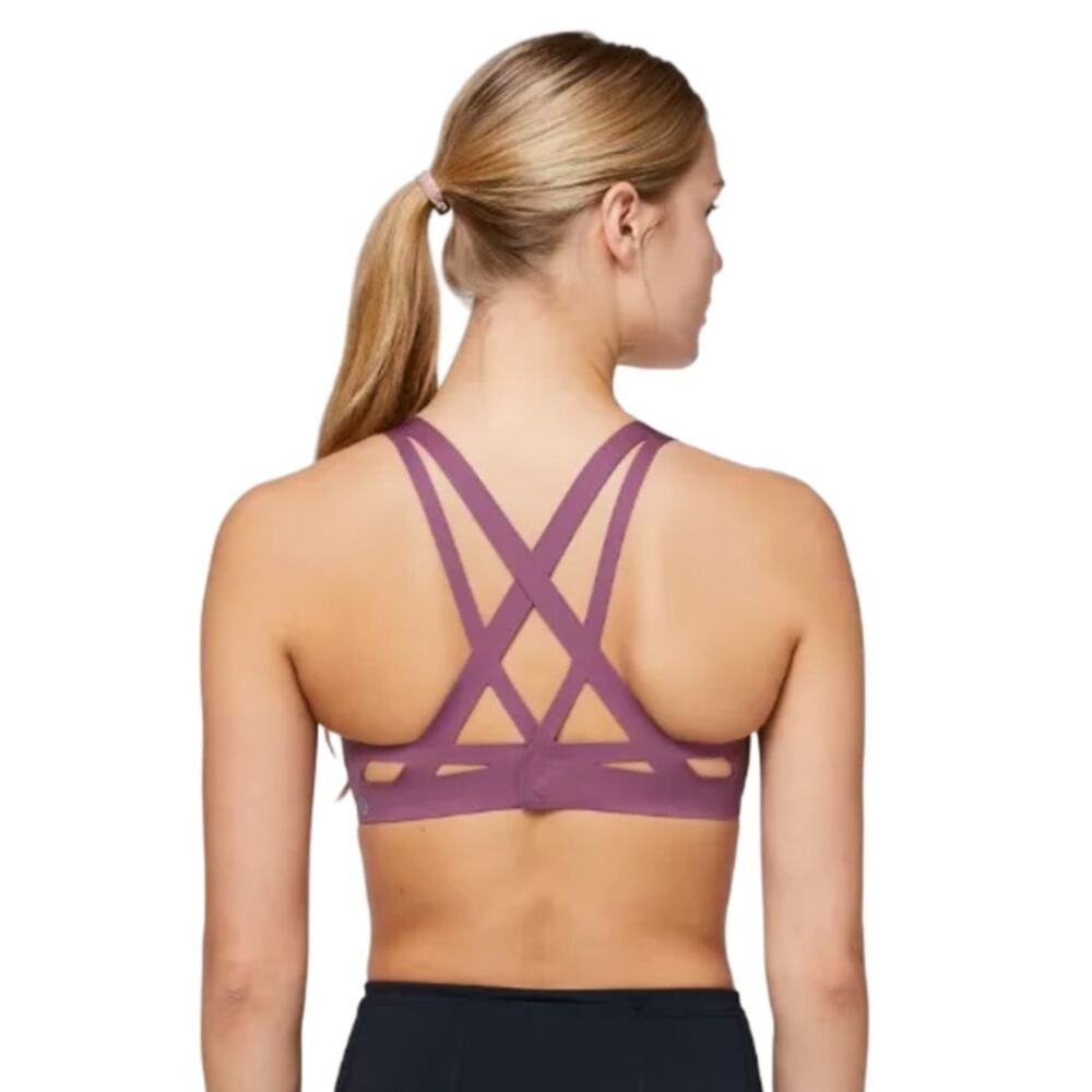 Lululemon Lazer Focused Sports Bra Womens 10 B/C Strappy Back Molded Cups Purple